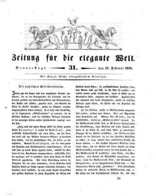 Zeitung für die elegante Welt Donnerstag 12. Februar 1829