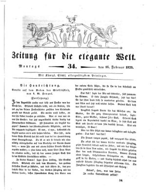 Zeitung für die elegante Welt Montag 16. Februar 1829