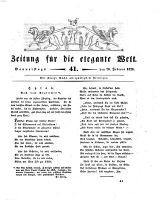 Zeitung für die elegante Welt Donnerstag 26. Februar 1829