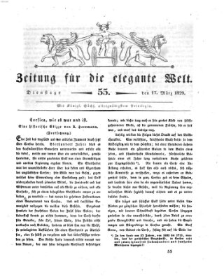 Zeitung für die elegante Welt Dienstag 17. März 1829