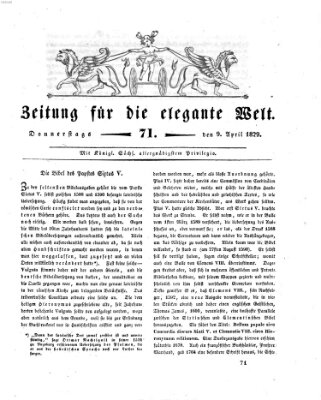 Zeitung für die elegante Welt Donnerstag 9. April 1829