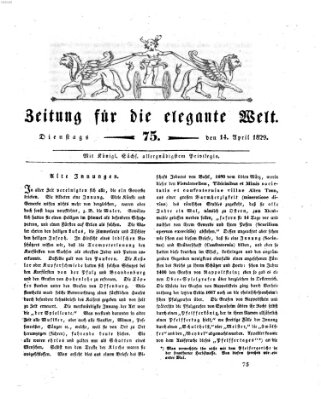 Zeitung für die elegante Welt Dienstag 14. April 1829