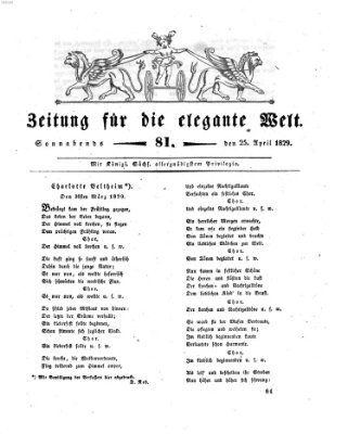 Zeitung für die elegante Welt Samstag 25. April 1829