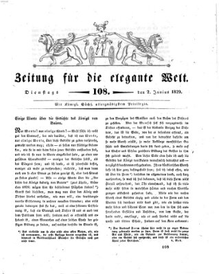 Zeitung für die elegante Welt Dienstag 2. Juni 1829