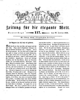 Zeitung für die elegante Welt Donnerstag 18. Juni 1829