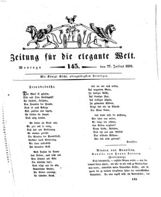 Zeitung für die elegante Welt Montag 27. Juli 1829