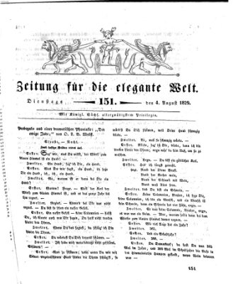 Zeitung für die elegante Welt Dienstag 4. August 1829
