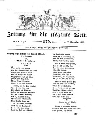 Zeitung für die elegante Welt Montag 7. September 1829