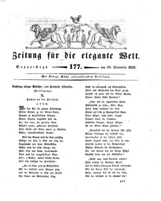 Zeitung für die elegante Welt Donnerstag 10. September 1829