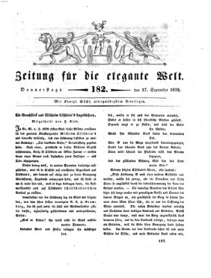 Zeitung für die elegante Welt Donnerstag 17. September 1829