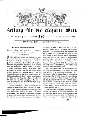 Zeitung für die elegante Welt Dienstag 22. September 1829