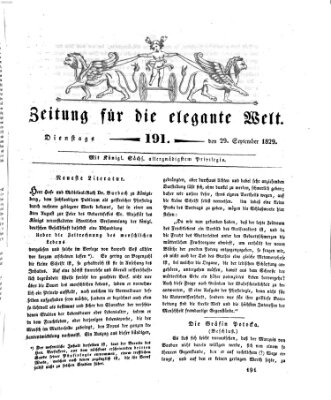 Zeitung für die elegante Welt Dienstag 29. September 1829