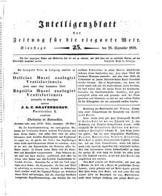 Zeitung für die elegante Welt Dienstag 29. September 1829