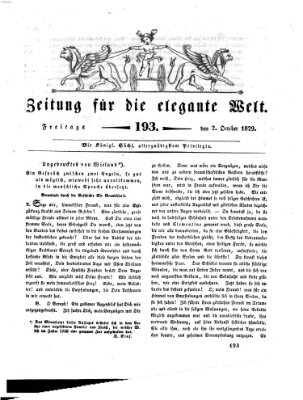 Zeitung für die elegante Welt Freitag 2. Oktober 1829