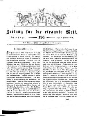 Zeitung für die elegante Welt Dienstag 6. Oktober 1829