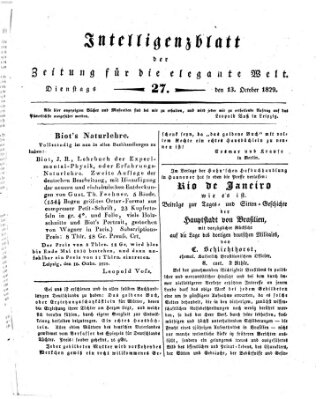 Zeitung für die elegante Welt Dienstag 13. Oktober 1829