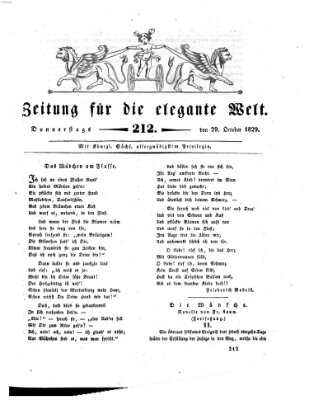 Zeitung für die elegante Welt Donnerstag 29. Oktober 1829