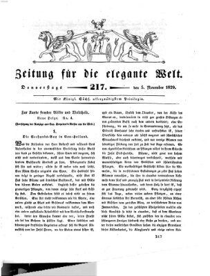 Zeitung für die elegante Welt Donnerstag 5. November 1829