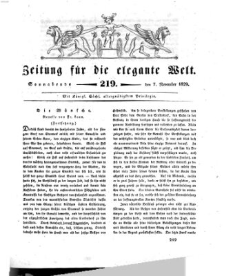 Zeitung für die elegante Welt Samstag 7. November 1829