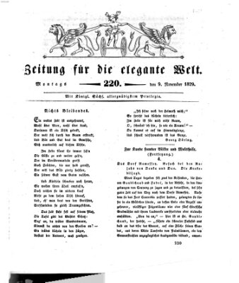 Zeitung für die elegante Welt Montag 9. November 1829