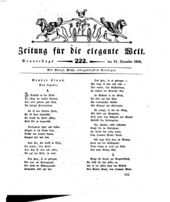 Zeitung für die elegante Welt Donnerstag 12. November 1829