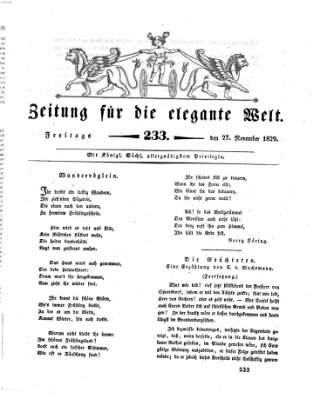 Zeitung für die elegante Welt Freitag 27. November 1829