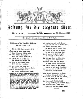 Zeitung für die elegante Welt Montag 30. November 1829