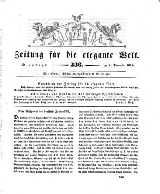 Zeitung für die elegante Welt Dienstag 1. Dezember 1829