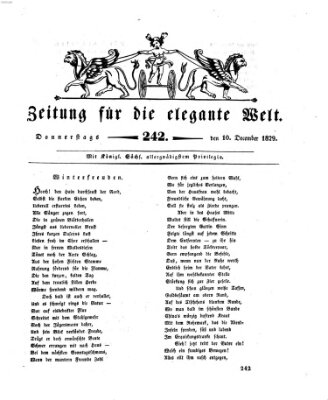 Zeitung für die elegante Welt Donnerstag 10. Dezember 1829