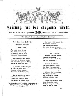 Zeitung für die elegante Welt Samstag 19. Dezember 1829