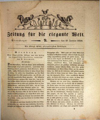 Zeitung für die elegante Welt Dienstag 12. Januar 1830