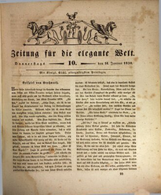 Zeitung für die elegante Welt Donnerstag 14. Januar 1830