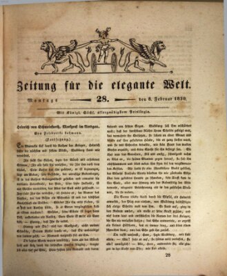 Zeitung für die elegante Welt Montag 8. Februar 1830