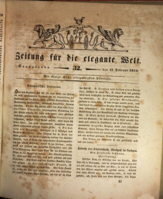 Zeitung für die elegante Welt Samstag 13. Februar 1830