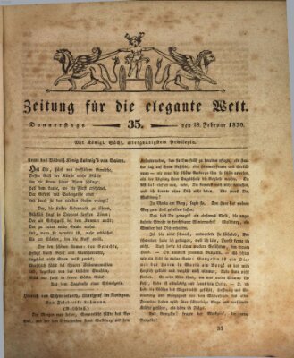 Zeitung für die elegante Welt Donnerstag 18. Februar 1830