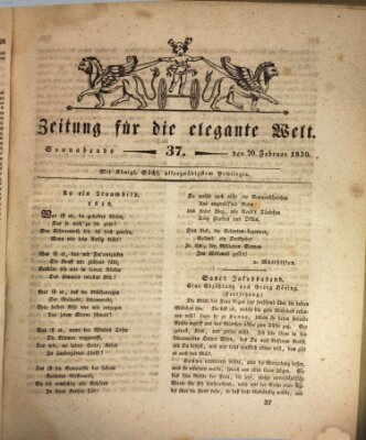 Zeitung für die elegante Welt Samstag 20. Februar 1830