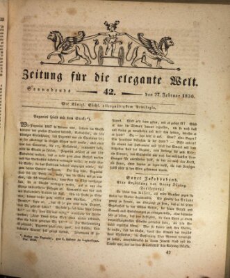 Zeitung für die elegante Welt Samstag 27. Februar 1830