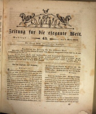 Zeitung für die elegante Welt Montag 1. März 1830