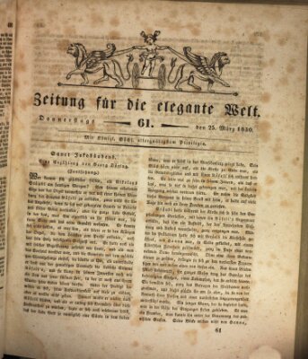 Zeitung für die elegante Welt Donnerstag 25. März 1830