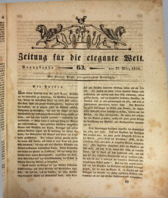 Zeitung für die elegante Welt Samstag 27. März 1830