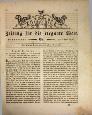 Zeitung für die elegante Welt Samstag 3. April 1830