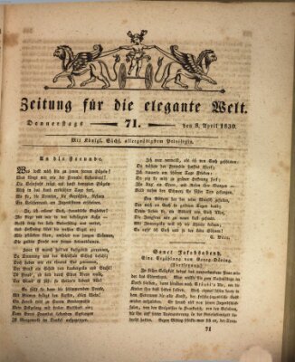 Zeitung für die elegante Welt Donnerstag 8. April 1830