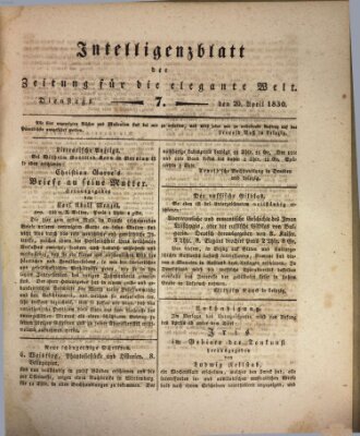 Zeitung für die elegante Welt Dienstag 20. April 1830