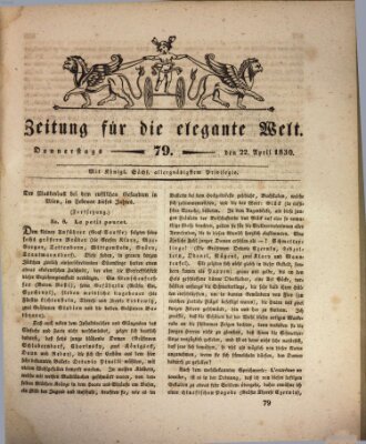 Zeitung für die elegante Welt Donnerstag 22. April 1830