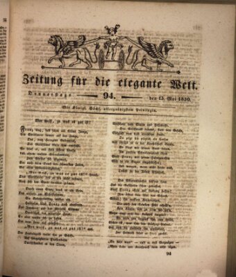 Zeitung für die elegante Welt Donnerstag 13. Mai 1830