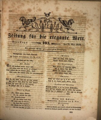 Zeitung für die elegante Welt Dienstag 25. Mai 1830