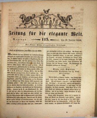 Zeitung für die elegante Welt Montag 14. Juni 1830