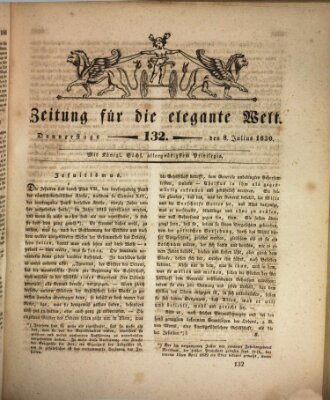 Zeitung für die elegante Welt Donnerstag 8. Juli 1830