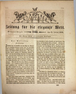 Zeitung für die elegante Welt Donnerstag 22. Juli 1830