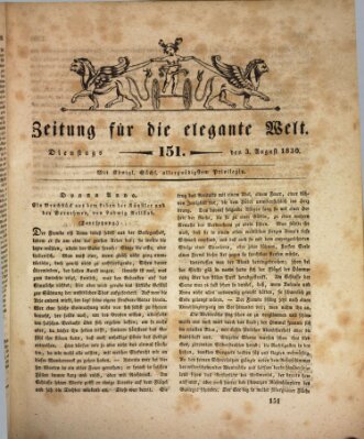 Zeitung für die elegante Welt Dienstag 3. August 1830